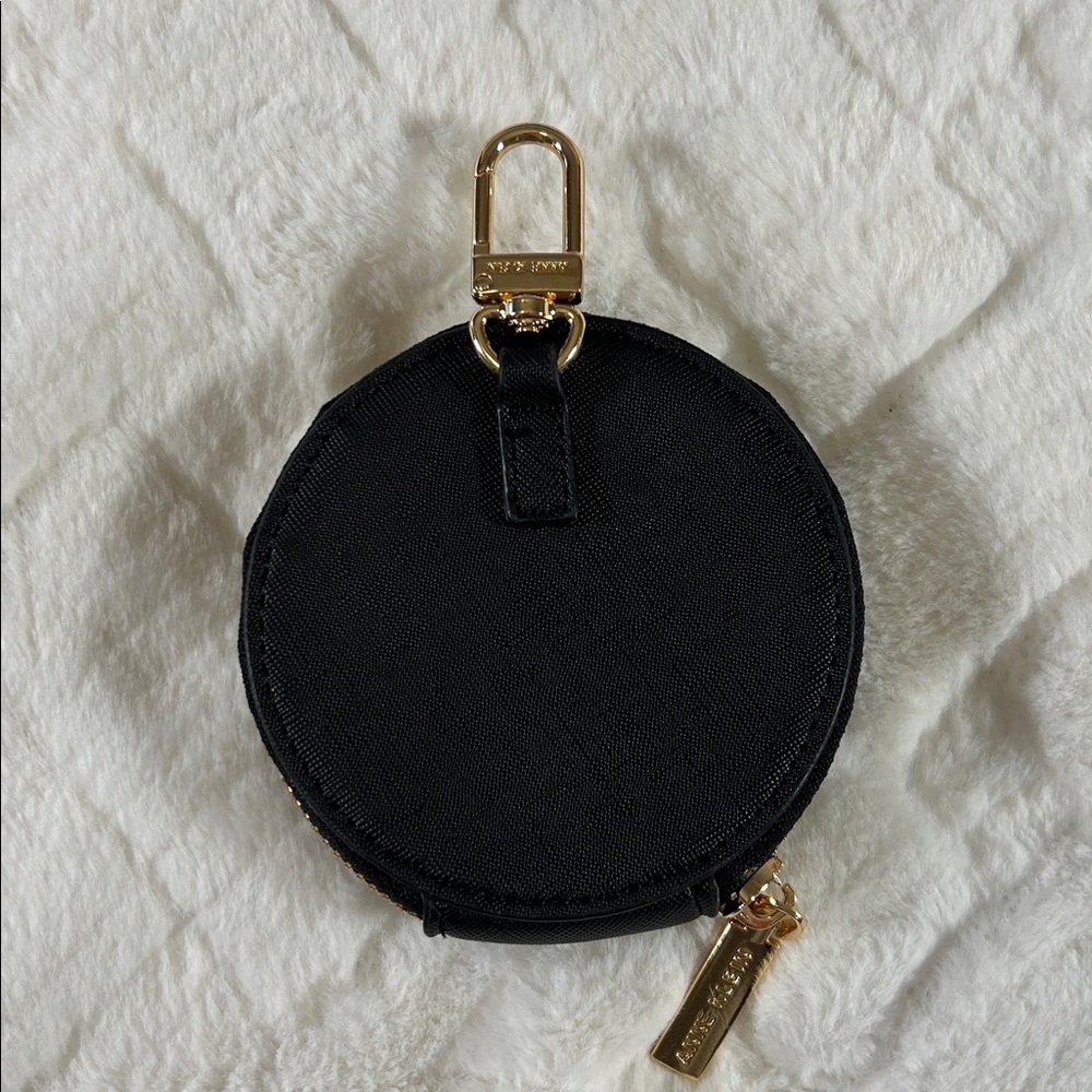 Anne Klein Black Round Coin Case with Gold Hardware - Picture 2 of 3